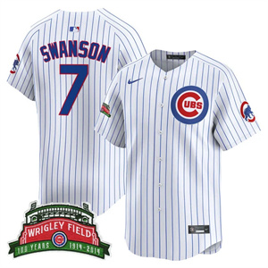 Men's Chicago Cubs Wrigley Field Style Vapor Premier Limited Jersey All Stitched Dansby Swanso #7