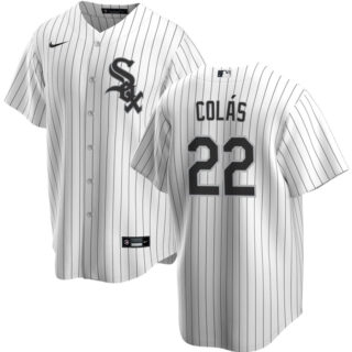 Men's Chicago White Sox #22 Oscar Colas White Cool Base Stitched Jersey