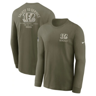 Men's Cincinnati Bengals Olive 2025 Salute to Service Sideline Long Sleeve T-Shirt