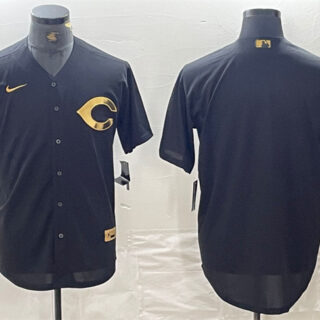 Men's Cincinnati Reds Blank Black Cool Base Stitched Baseball Jersey