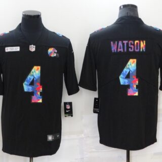 Men's Cleveland Browns #4 Deshaun Watson Black Crucial Catch Limited Stitched Jersey
