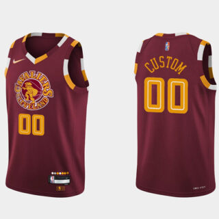 Men's Cleveland Cavaliers Active Player Custom Wine Red 2021 2022 75th Anniversary City Edition Swingman Stitched Jersey