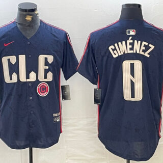 Men's Cleveland Guardians #0 Andres Gimenez Navy 2024 City Connect Limited Stitched Jerseys