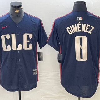 Men's Cleveland Guardians #0 Andres Gimenez Navy 2024 City Connect Limited Stitched Jerseys