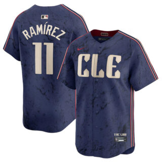 Men's Cleveland Guardians #11 Jose Ramirez Navy 2024 City Connect Limited Stitched Baseball Jersey