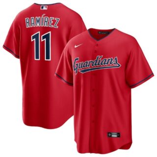 Men's Cleveland Guardians #11 Jose Ramirez Red Cool Base Stitched Baseball Jersey