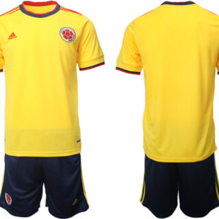 Men's Columbia Blank Yellow Home Soccer Jersey Suit 1