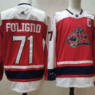 Men's Columbus Blue Jackets #71 Nick Foligno Orange 2021 Retro Stitched NHL Jersey