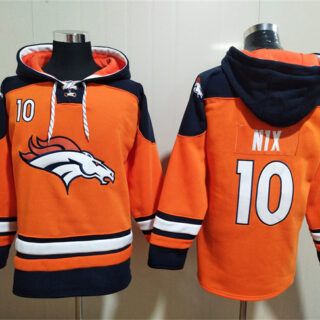 Men's Denver Broncos #10 Bo Nix Orange Ageless Must-Have Lace-Up Pullover Hoodie