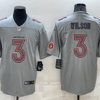 Men's Denver Broncos #3 Russell Wilson Grey Atmosphere Fashion Stitched Jersey