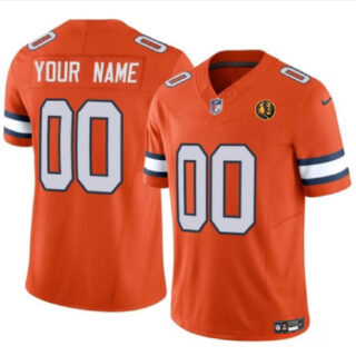 Men's Denver Broncos Active Player Custom Orange 2023 F.U.S.E. With John Madden Patch Vapor Limited Stitched Football Jersey