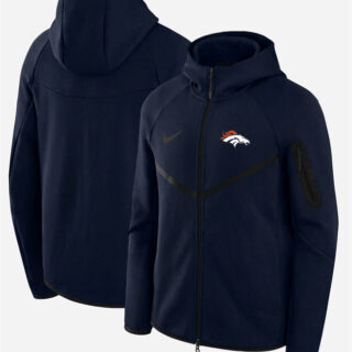 Men's Denver Broncos Navy Tech Fleece Full-Zip Windrunner Hoodie