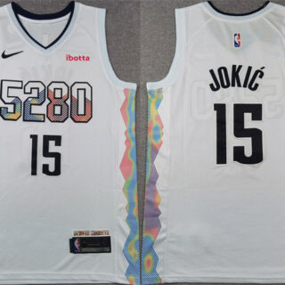 Men's Denver Nuggets #15 Nikola Jokic White 2024 25 City Edition Stitched Basketball Jersey
