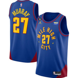 Men's Denver Nuggets #27 Jamal Murray Blue 2022 23 Statement Edition With NO.6 Patch Stitched Jersey
