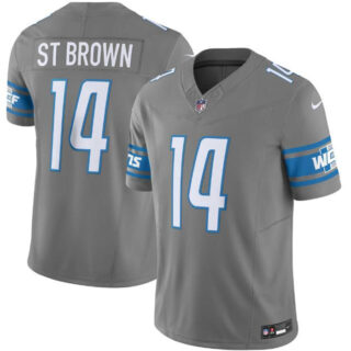 Men's Detroit Lions #14 Amon-Ra St. Brown Grey 2023 F.U.S.E. Vapor Untouchable Limited Stitched Jersey