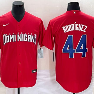 Men's Dominican Republic Baseball #44 Julio Rodriguez 2023 Red World Baseball Classic Stitched Jersey
