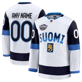 Men's Finland Active Player Custom White 2025 4 Nations Face-Off Premium Stitched Jersey