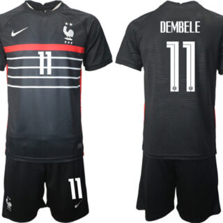 Men's France #11 Dembele Black 2022 FIFA World Cup Home Soccer Jersey Suit