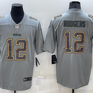 Men's Green Bay Packers #12 Aaron Rodgers Gray Atmosphere Fashion Stitched Jersey