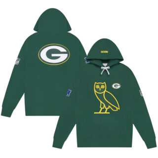 Men's Green Bay Packers Green OVO Scarlet Icon Team Pullover Hoodie