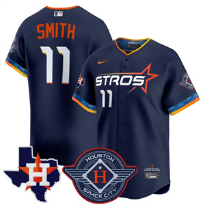 Men's Houston Astros 2025 City Connect Texas Patch Vapor Premier Limited Jersey All Stitched Cam Smith #11