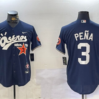 Men's Houston Astros #3 Jeremy Pena Navy Cactus Jack Style Vapor Premier Limited Stitched Baseball Jersey