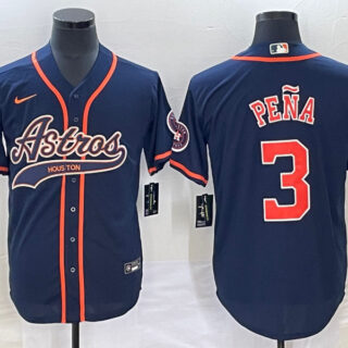 Men's Houston Astros #3 Jeremy Pena Navy Cool Base Stitched Baseball Jersey