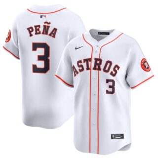 Men's Houston Astros #3 Jeremy Pena White 2024 Home Limited Stitched Baseball Jersey