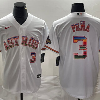 Men's Houston Astros #3 Jeremy Pena White Mexico Cool Base Stitched Baseball Jersey