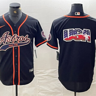 Men's Houston Astros Black Team Big Logo With Patch Cool Base Stitched Baseball Jerseys