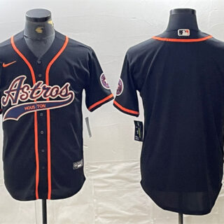 Men's Houston Astros Blank Black With Patch Cool Base Stitched Baseball Jersey