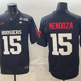 Men's Indiana Hoosiers #15 Fernando Mendoza Black F.U.S.E. 2026 Patch Stitched Basketball Jersey