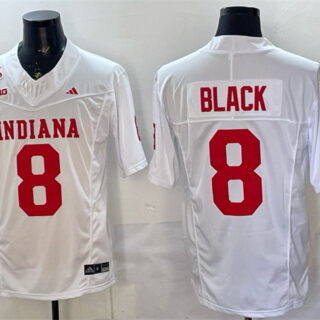 Men's Indiana Hoosiers #8 Kaelon Black White F.U.S.E. 2025 National Champions Patch Stitched Football Jersey