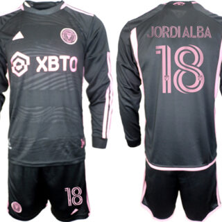 Men's Inter Miami CF #18 Jordialba 2023 24 Black Away Soccer Jersey Suit