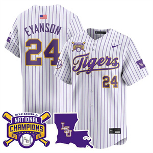 Men's LSU Tigers #24 Anthony Eyanson 2025 World Series Champions Limited Jersey All Stitched