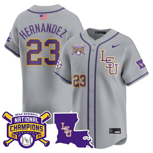 Men's LSU Tigers #23 Luis Hernandez 2025 World Series Champions Limited Jersey All Stitched