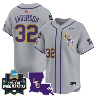 Men's LSU Tigers #32 Kade Anderson 2025 World Series Vapor Premier Limited Jersey All Stitched