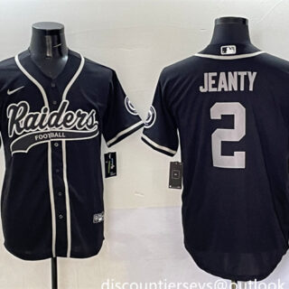 Men's Las Vegas Raiders #2 Ashton Jeanty Black Cool Base Stitched Baseball Jersey 1