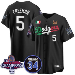 Men's Los Angeles Dodgers #5 Freddie Freeman Mexican For 34 Jersey All Stitched