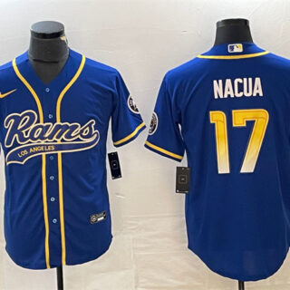 Men's Los Angeles Rams #17 Baker Mayfield Royal Cool Base Stitched Baseball Jersey