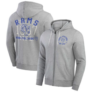 Men's Los Angeles Rams Heather Gray Vintage Stripe Full-Zip Hoodie