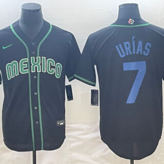 Men's Mexico Baseball #7 Julio Urias 2023 Black World Baseball Classic Stitched Jersey