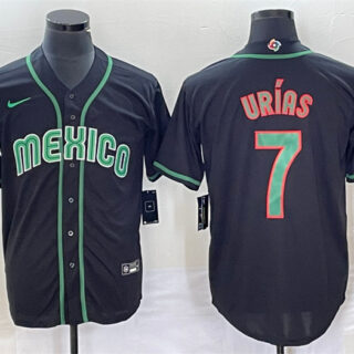 Men's Mexico Baseball #7 Julio Urias 2023 Black World Baseball Classic Stitched Jersey