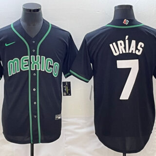 Men's Mexico Baseball #7 Julio Urias 2023 Black World Baseball Classic Stitched Jerseys