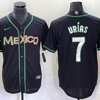 Men's Mexico Baseball #7 Julio Urias 2023 Black World Baseball With Patch Classic Stitched Jerseys