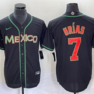 Men's Mexico Baseball #7 Julio Urias 2023 Black World Baseball With Patch Classic Stitched Jerseys