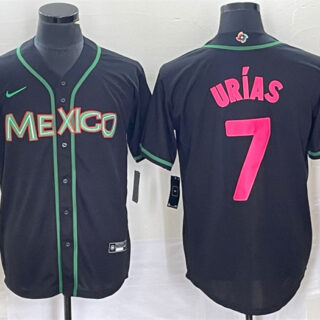 Men's Mexico Baseball #7 Julio Urias 2023 Black World Baseball With Patch Classic Stitched Jerseys