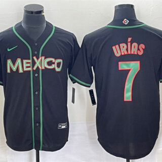 Men's Mexico Baseball #7 Julio Urias 2023 Black World Baseball With Patch Classic Stitched Jerseys 1