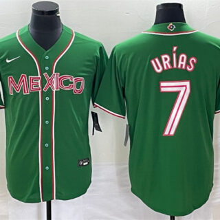 Men's Mexico Baseball #7 Julio Urias 2023 Green World Baseball With Patch Classic Stitched Jersey 3