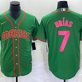 Men's Mexico Baseball #7 Julio Urias 2023 Green World Baseball With Patch Classic Stitched Jersey 4